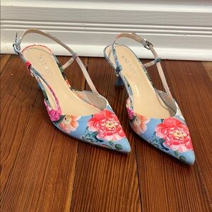 Nine West Blue and Pink Floral Heels